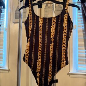 Versace chain link print one piece swimsuit